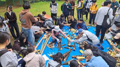 タケノコ掘り体験会と公園整備